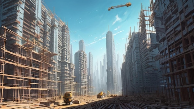 New construction site in a futuristic city