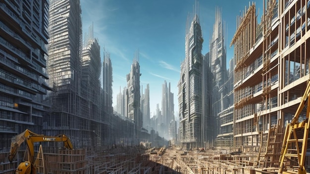 New construction site in a futuristic city