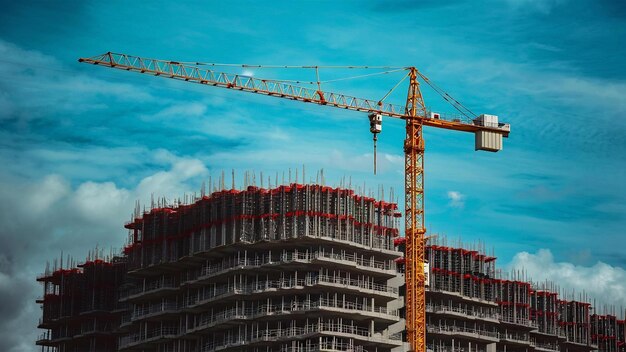 A new construction site with tower crane