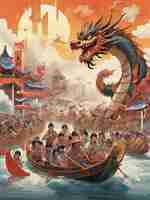 Photo new creative flat design dragon boat festivalposter