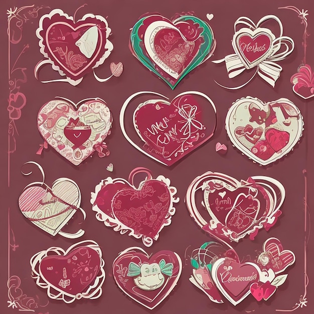 New doodle valentines day element collection