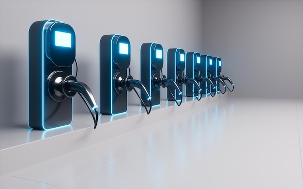 New energy vehicle charging pile 3d rendering