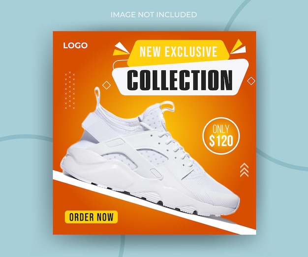 Photo new exclusive collection sport shoes or fashion sale social media post web banner template