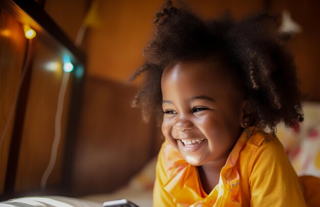 New Generation Alpha Kid Using Smartphone in Bed Gen Alpha Digital Native Child Alone with Phone