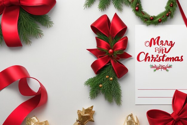 New greeting design for Christmas festival with realistic ribbon free