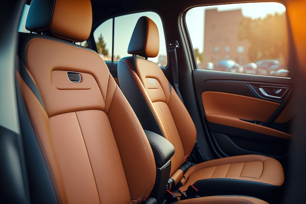 A new hatchback cars back seat is covered with leather