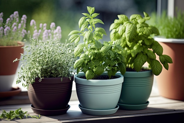 New herbs in pots for the balcony garden