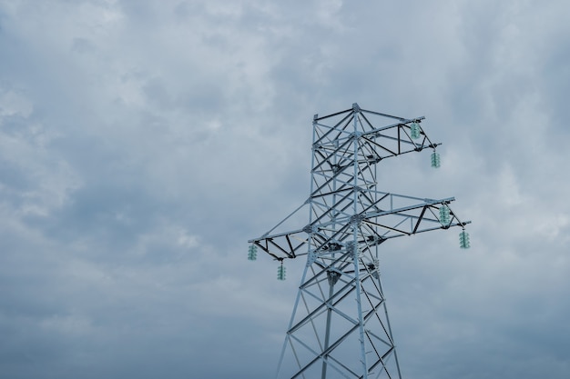 New highvoltage towers prepared for the installation of wires