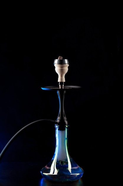 New hookah isolated on black, with copy space