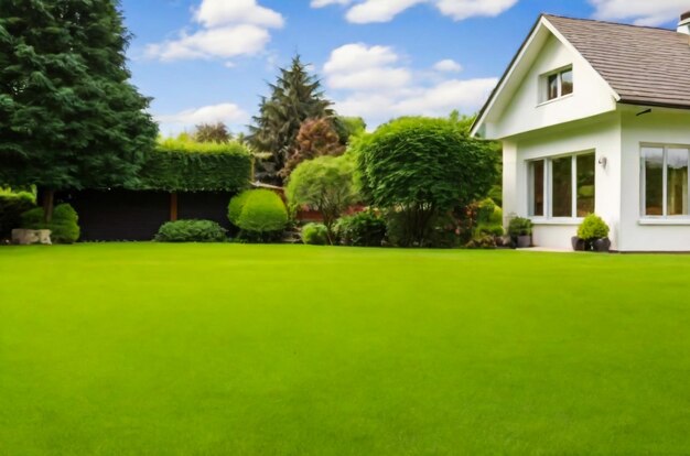 A new house with a garden in a rural area