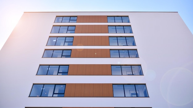 New housing landscape Facade of a new multistory residential building