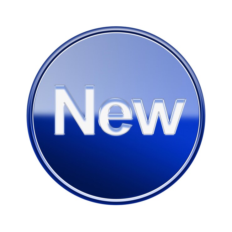 Photo new icon glossy blue glass