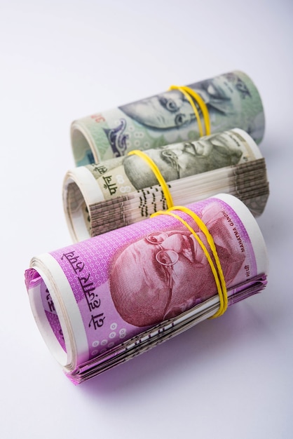 New indian rupees roll of bundle, selectieve focus