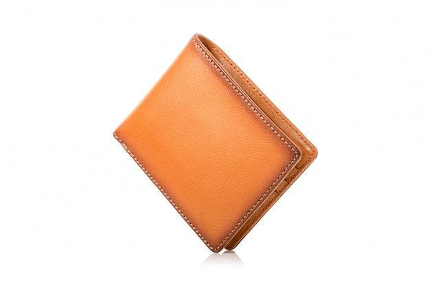 New leather brown men wallet isolated on white