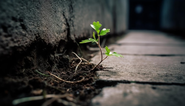 New life conquering adversity growth in damaged environment generated by AI