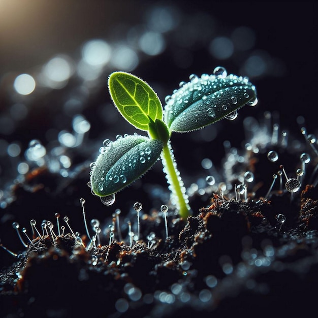 Photo new life sprouts from seedling in dirt