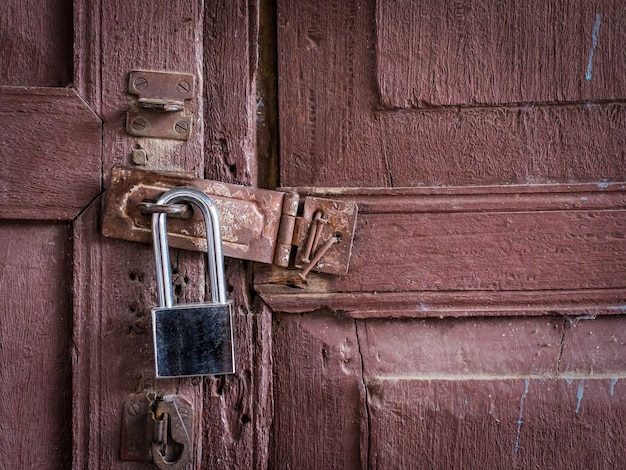 The new lock on old wooden door