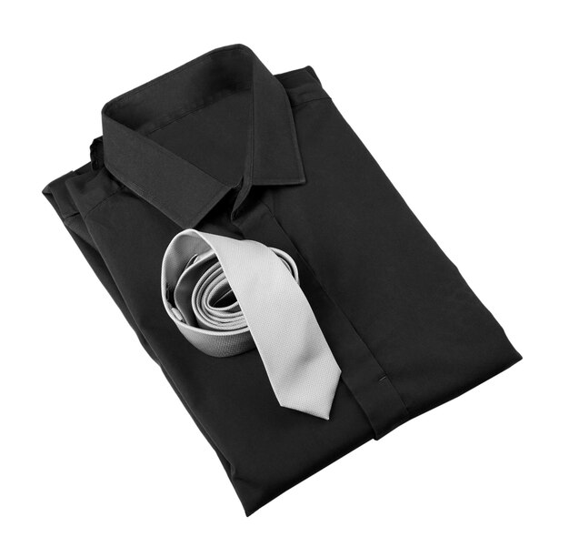 Photo new man shirt with tie on white background