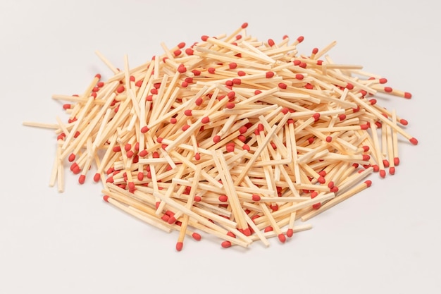 New matchsticks isolated on a background Top view