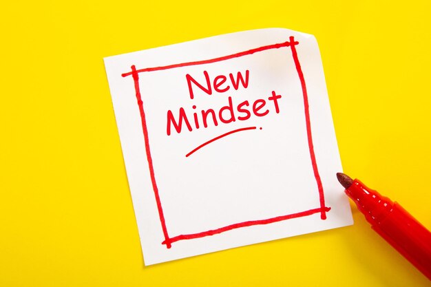 Концепция слова New Mindset на липкой ноте