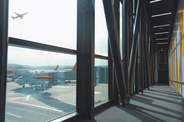 New and modern designed airport terminal boarding gate