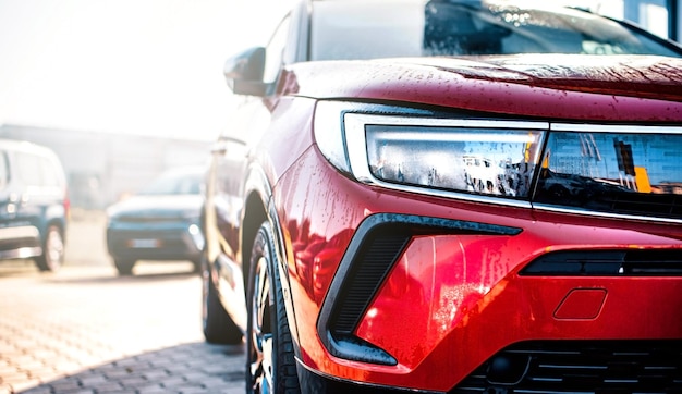 A new modern sports car in a car dealership