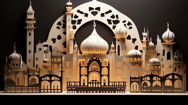 new mosque in baku in paper cut style