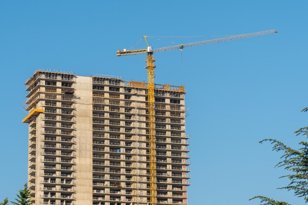 New multifamily houses against the blue sky