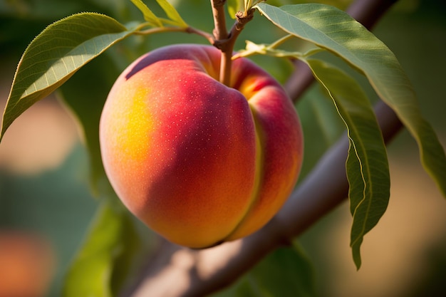 New nectarine on the tree