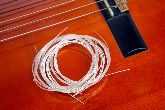 Photo new nylon strings for classical guitar