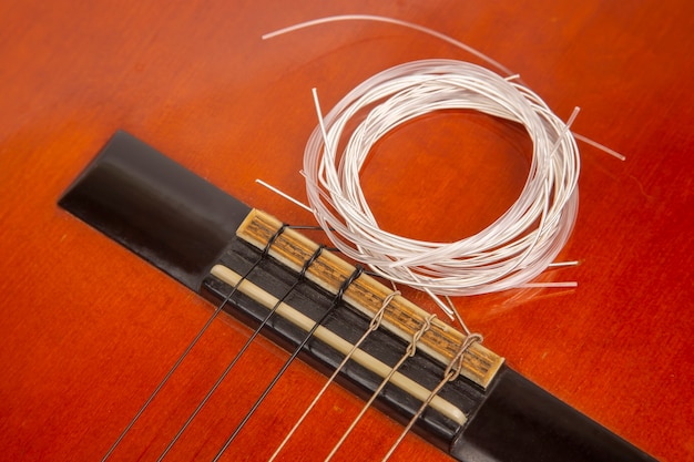 Photo new nylon strings for classical guitar