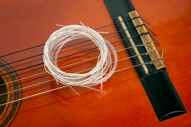 Photo new nylon strings for classical guitar