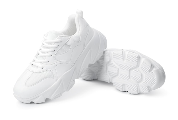 New pair of white sneakers isolated on white