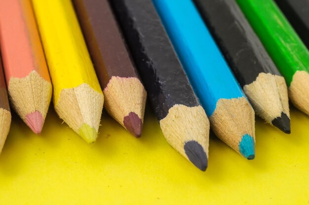 New pencils textured set on a colored background