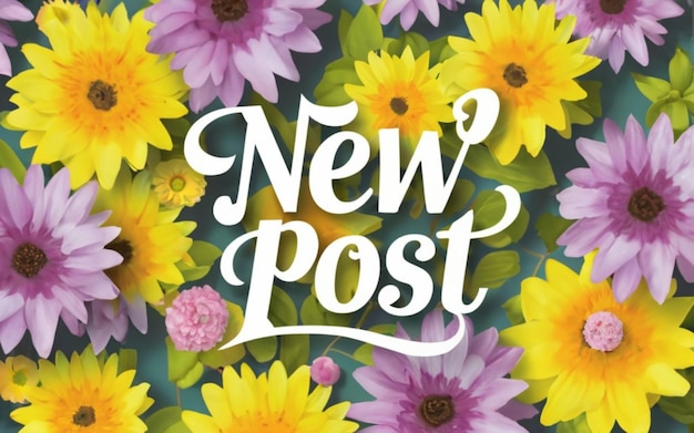 New Post text with yellow flowers background