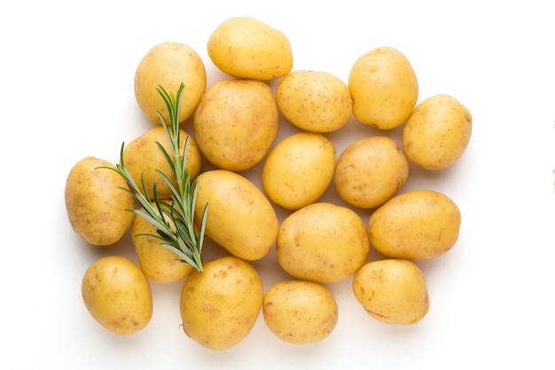 New potatoes and rosemary isolated