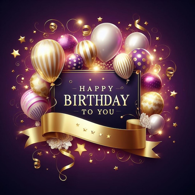 사진 새로운 보라색 생일 카드 디자인 보라색 생일 카드 풍선 아름다운 생일 카드