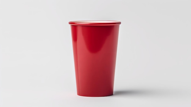 Photo new red plastic cup on white background generative ai