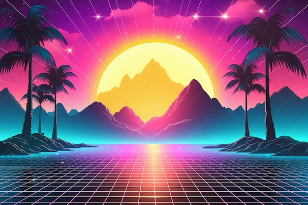 New retro wave background