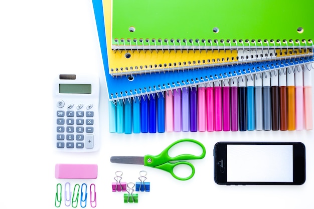 New school supplies prepared for new school year.