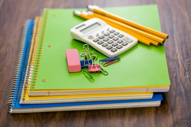 New school supplies prepared for new school year.