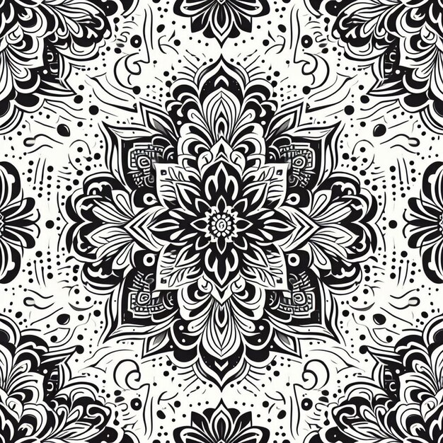사진 새로운 모노크롬 패턴 디자인, 새로운 꽃 패턴 디자인 트렌드 패턴 디자인