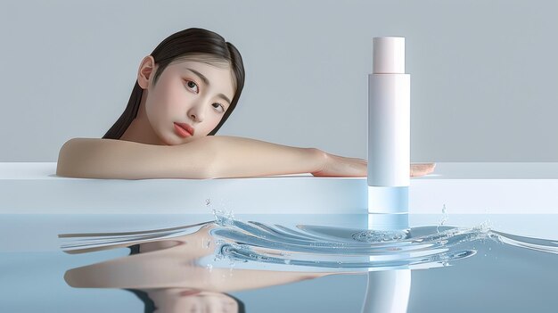 new skincare formula for the product featuring concept photography style surreal water