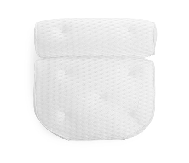 Новая мягкая подушка для ванны, изолированная на белом виде сверху