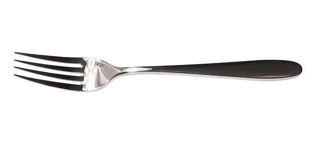 New stainless steel fork on a white isolated background