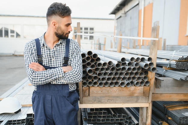 New steel pipes A worker at the factory