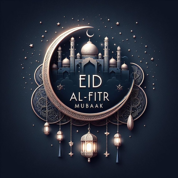 새로운 스타일 카드 디자인 Eid al Fitr Mubarak 라마단 테마 Eid Mubarak