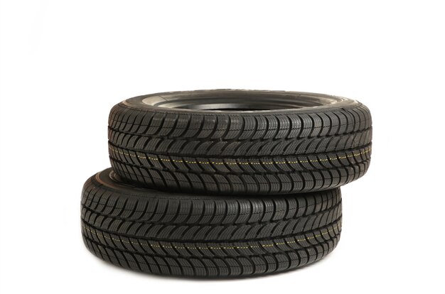 New tires pile isolated