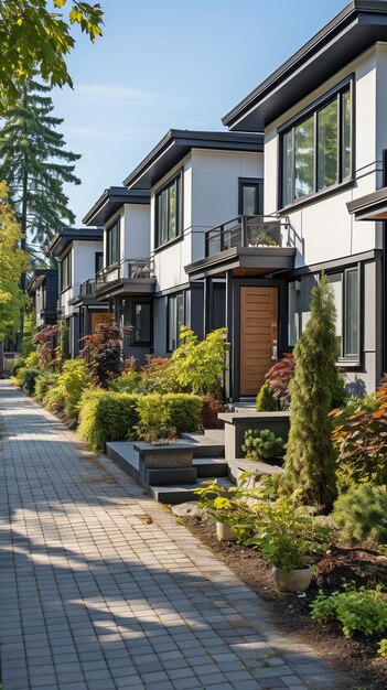 New townhouses for sale in a suburban area of North America