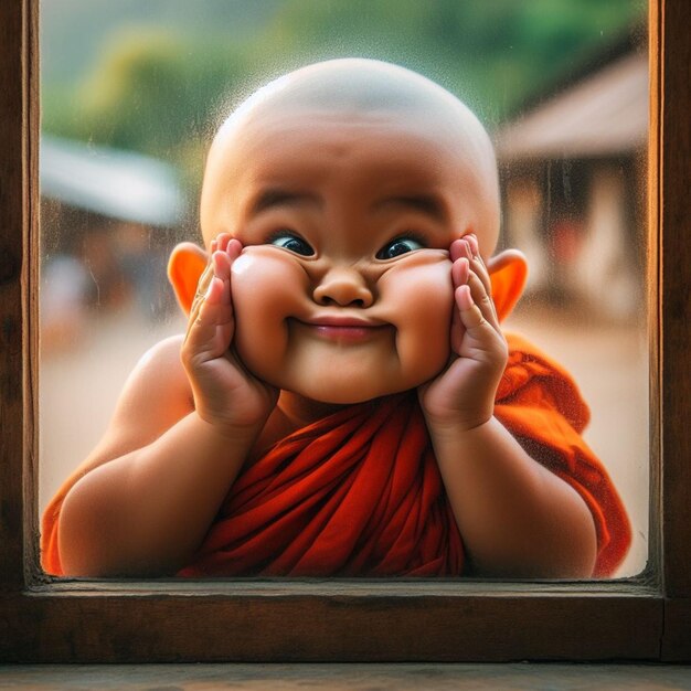 Photo new trending baby iages babby pic the many faces of little monk a playful journey of expressions